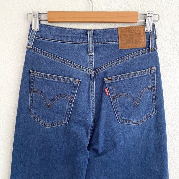Levi’s Premium Ribcage Straight Ankle Jeans Medium Blue Women’s Size 24 - Picture 7 of 16